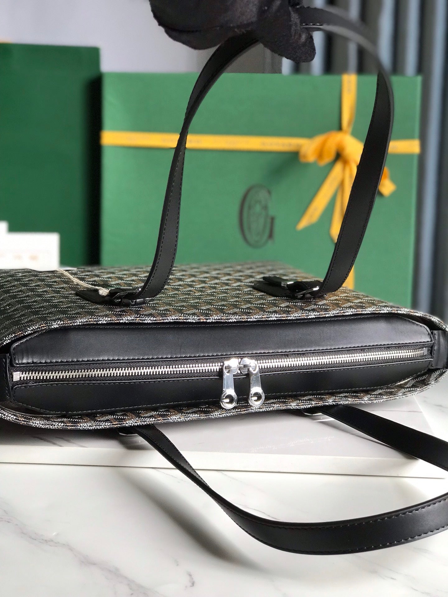 Goyard Okinawa PM Bag 35.5cm Black Canvas&Calfskin