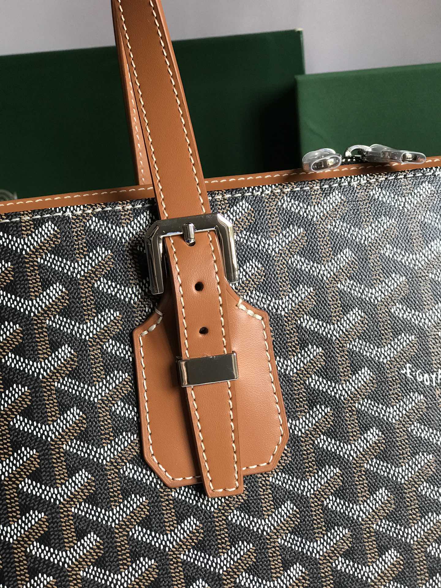 Goyard Okinawa PM Bag 35.5cm Black Tan Canvas&Calfskin