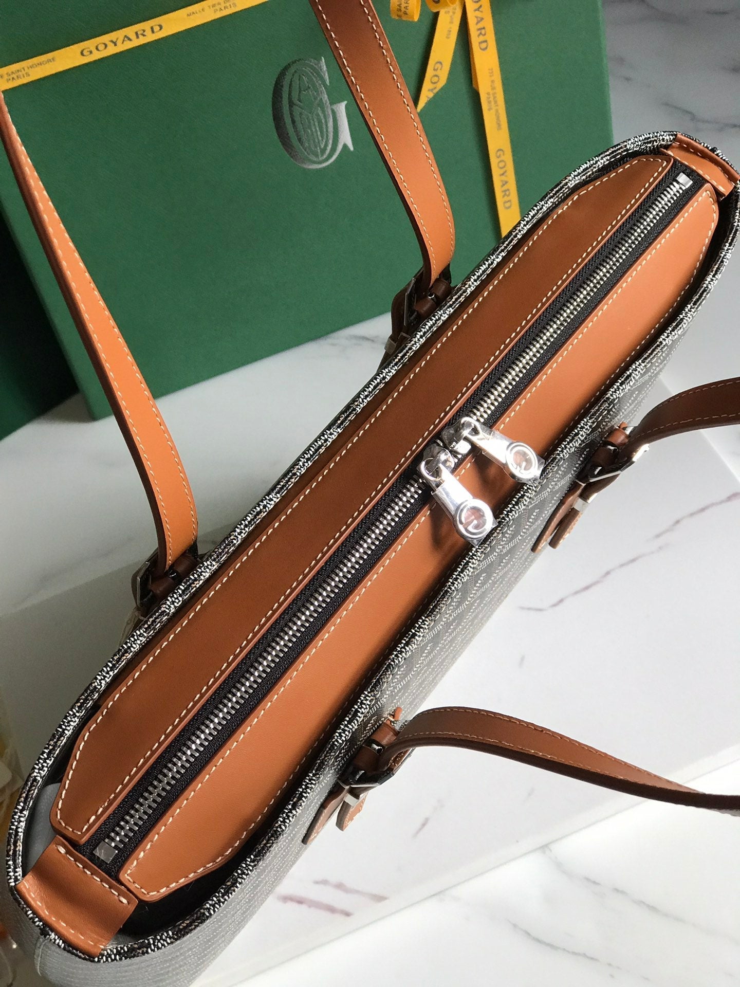 Goyard Okinawa PM Bag 35.5cm Black Tan Canvas&Calfskin