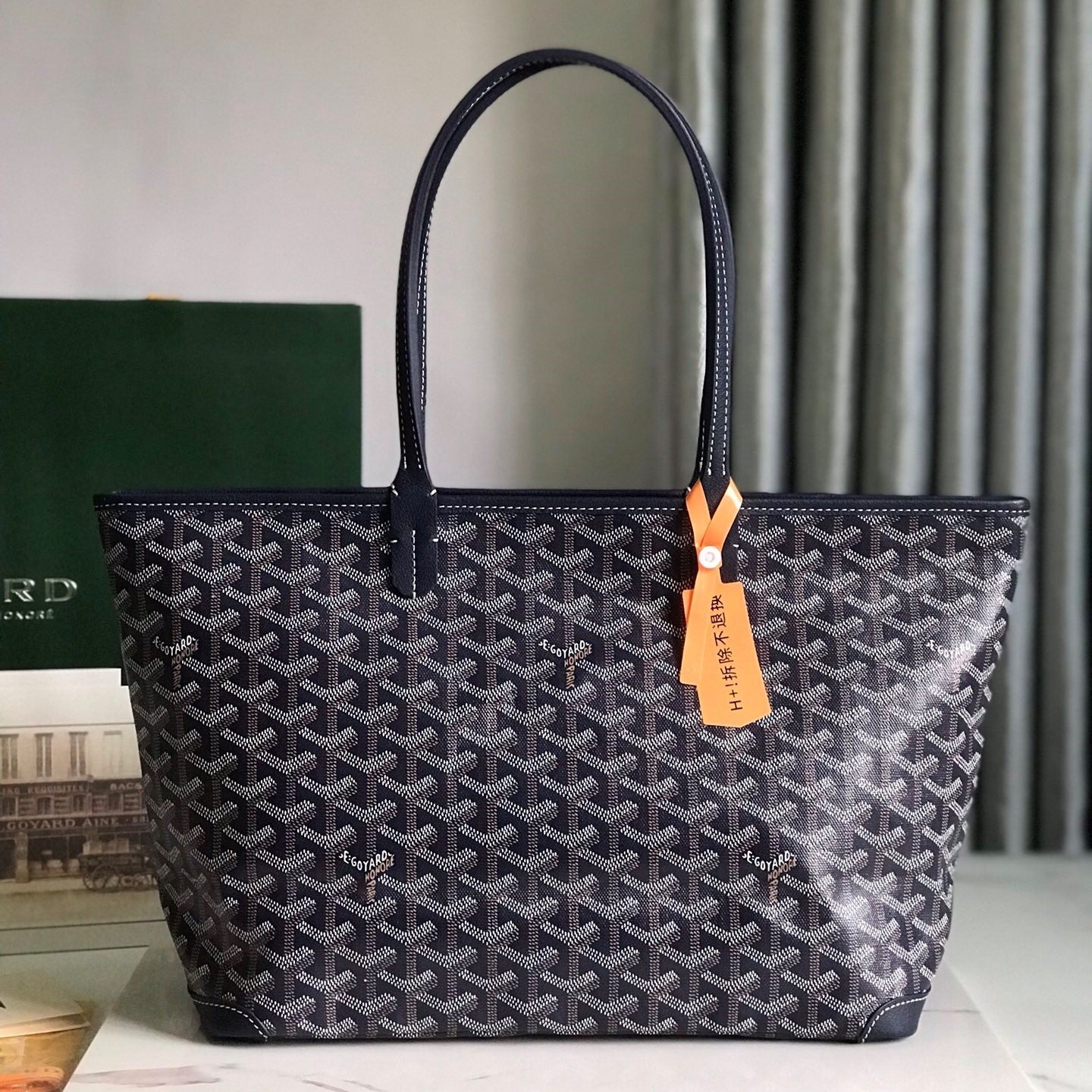 Goyard Artois Bag 30cm Navy Blue Canvas & Calfskin