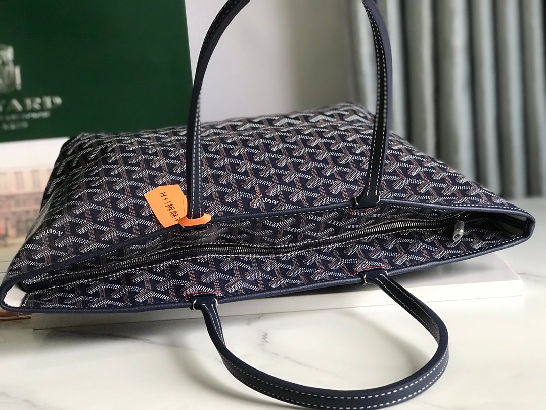 Goyard Artois Bag 30cm Navy Blue Canvas & Calfskin