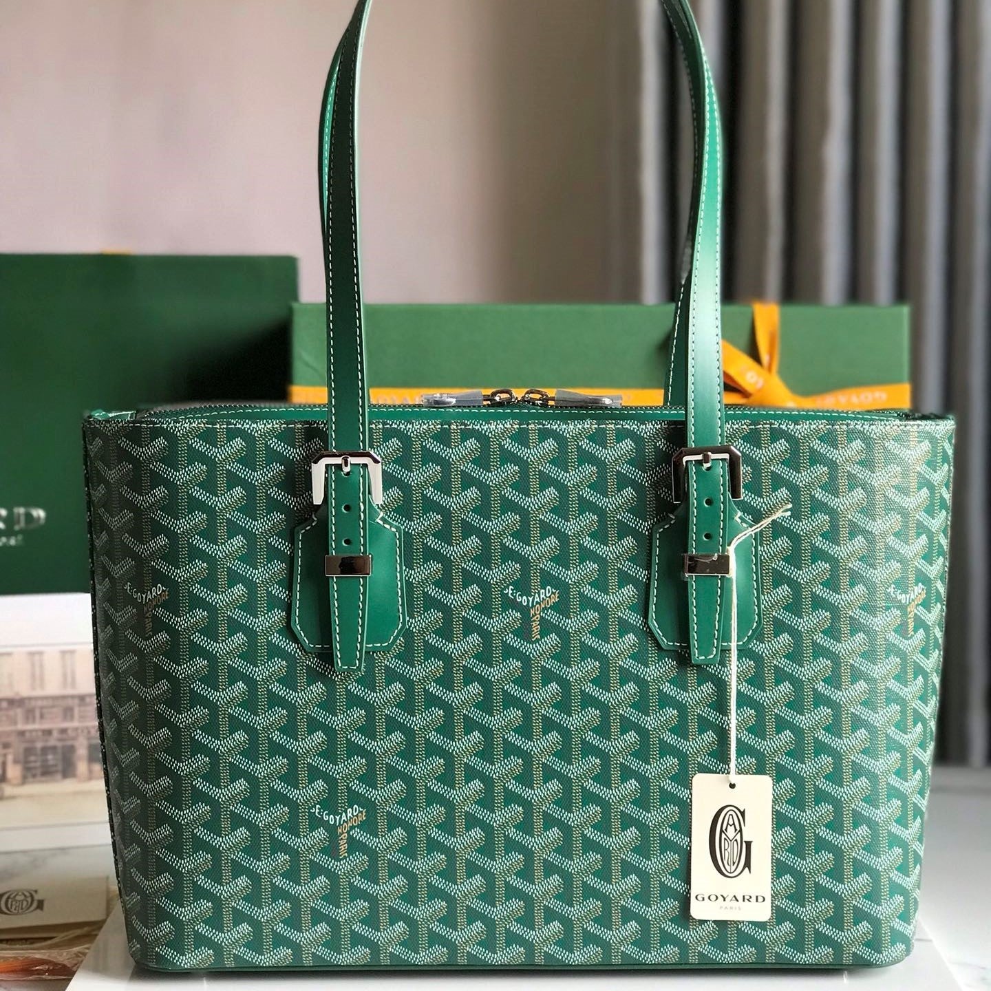 Goyard Okinawa PM Bag 35.5cm Green Canvas&Calfskin