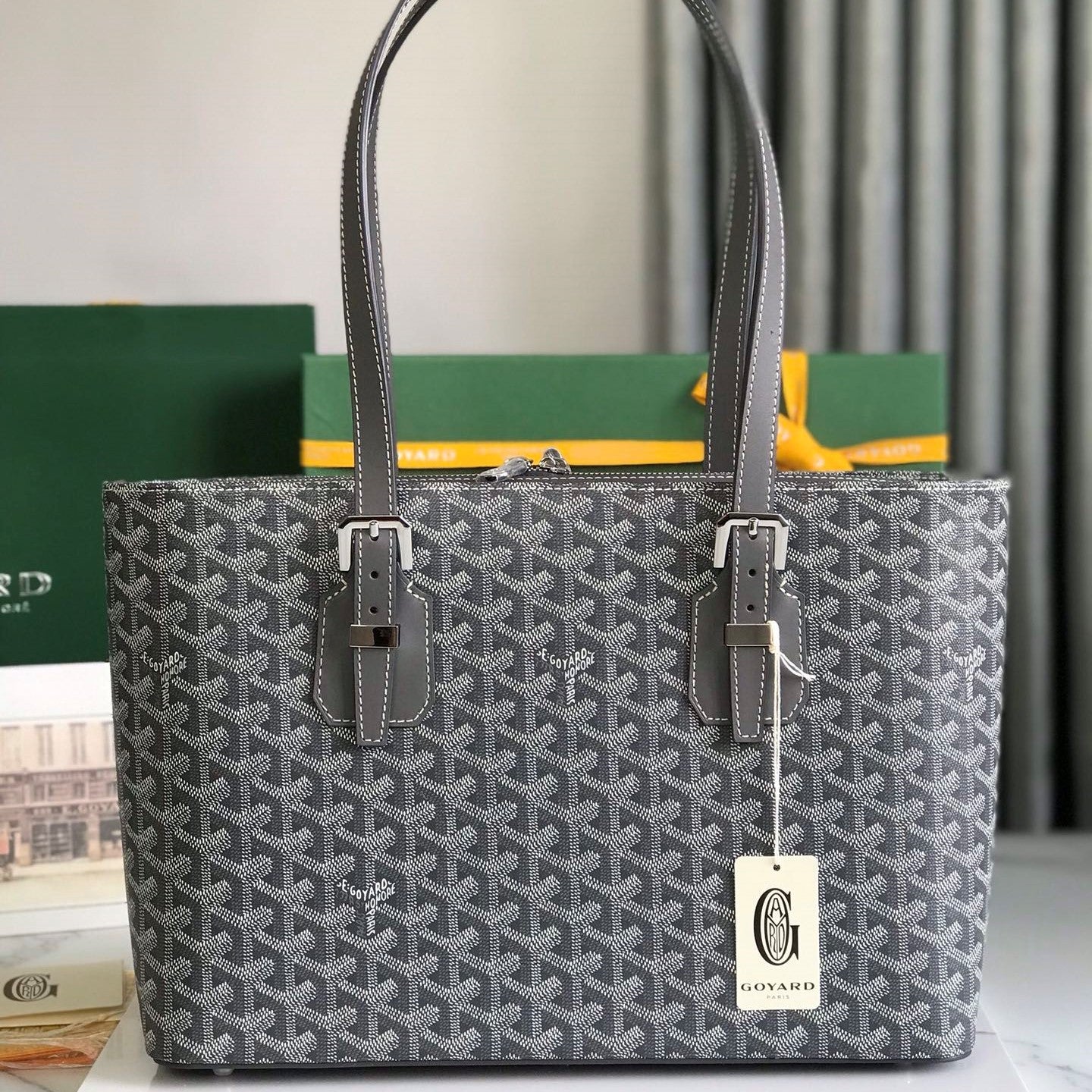 Goyard Okinawa PM Bag 35.5cm Grey Canvas&Calfskin