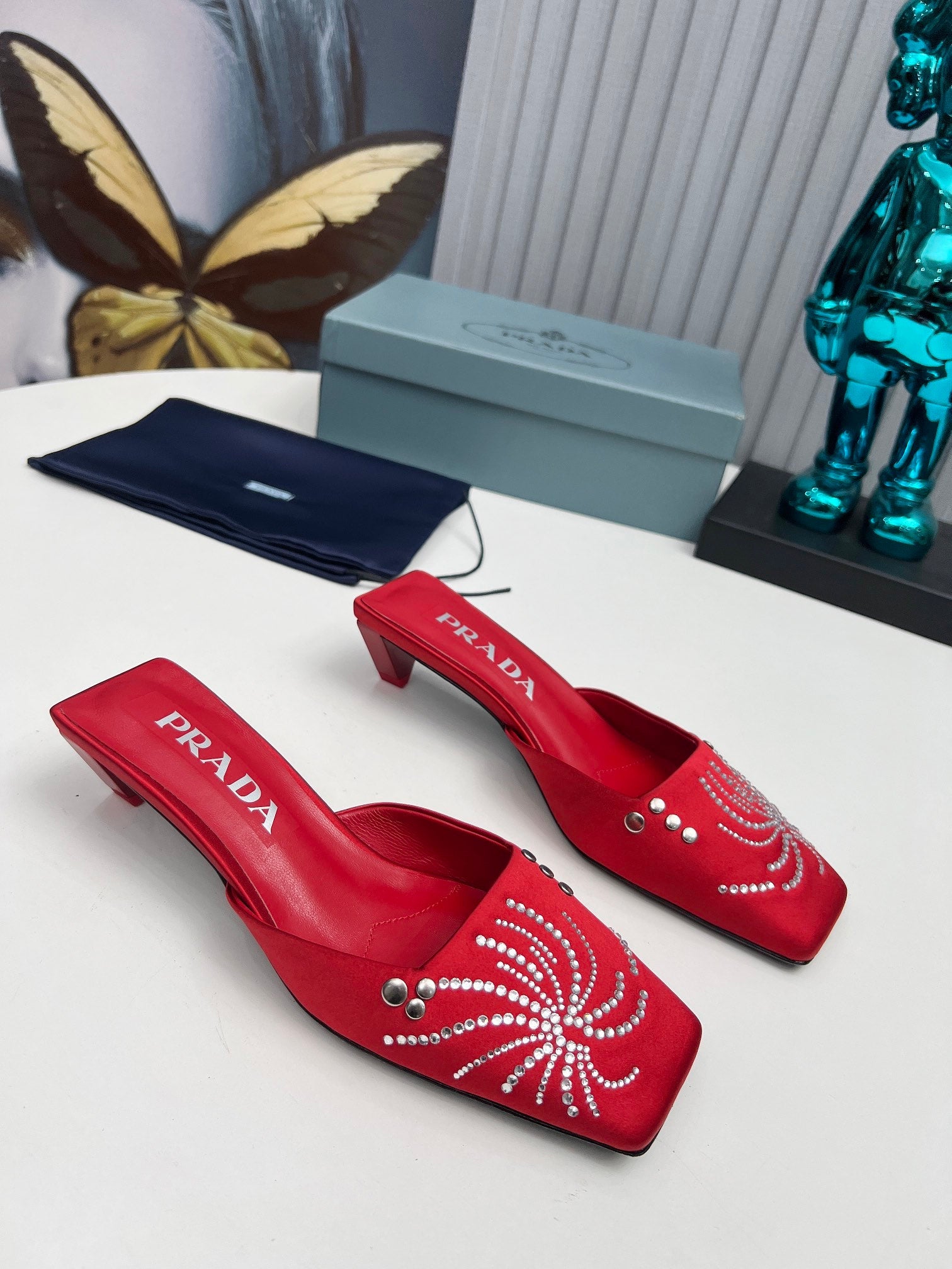 Prada 26SS Sandal 4cm Red Satin 680970