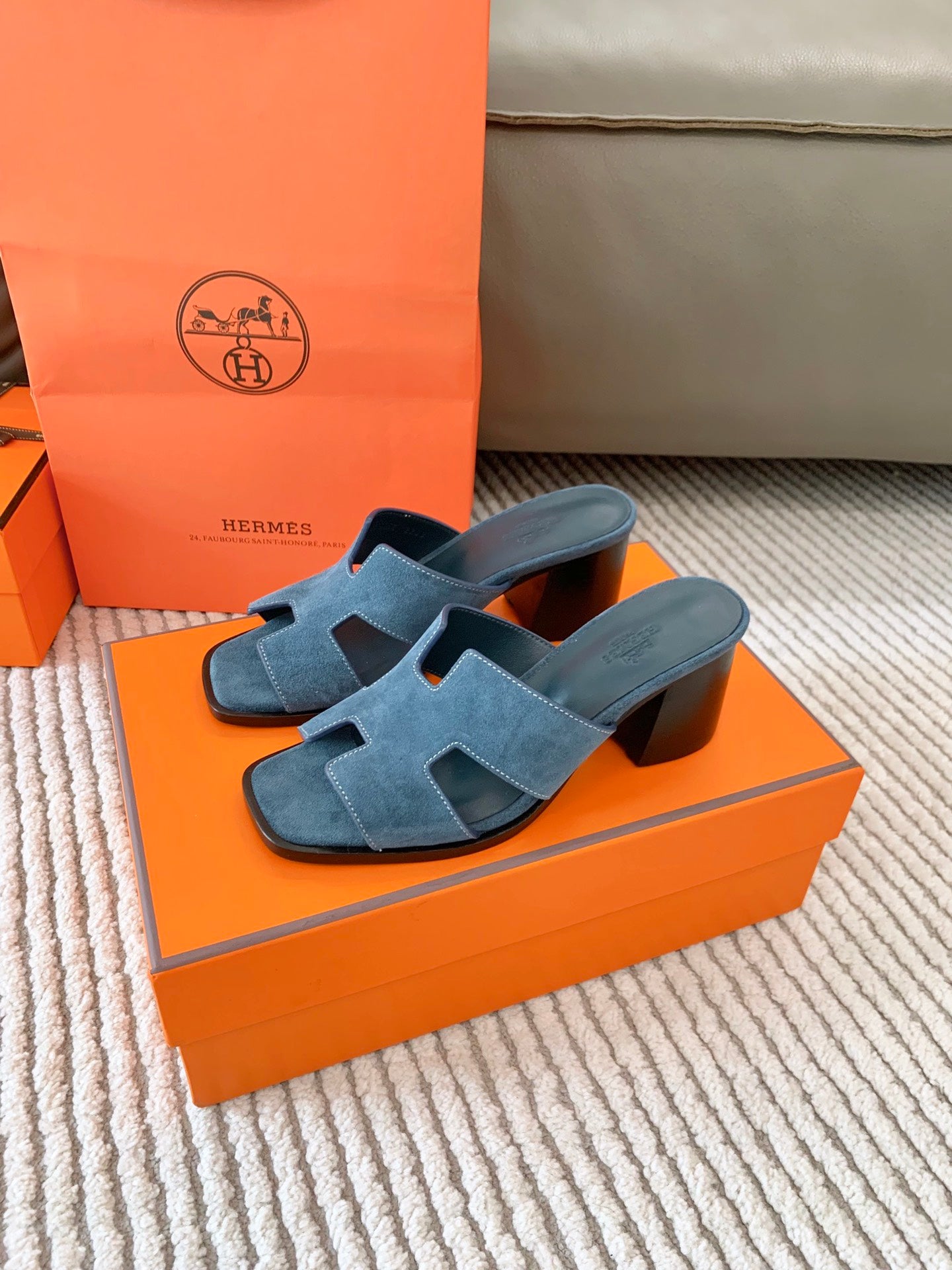 HM Helia 60 Sandal Dark Blue Suede 963256
