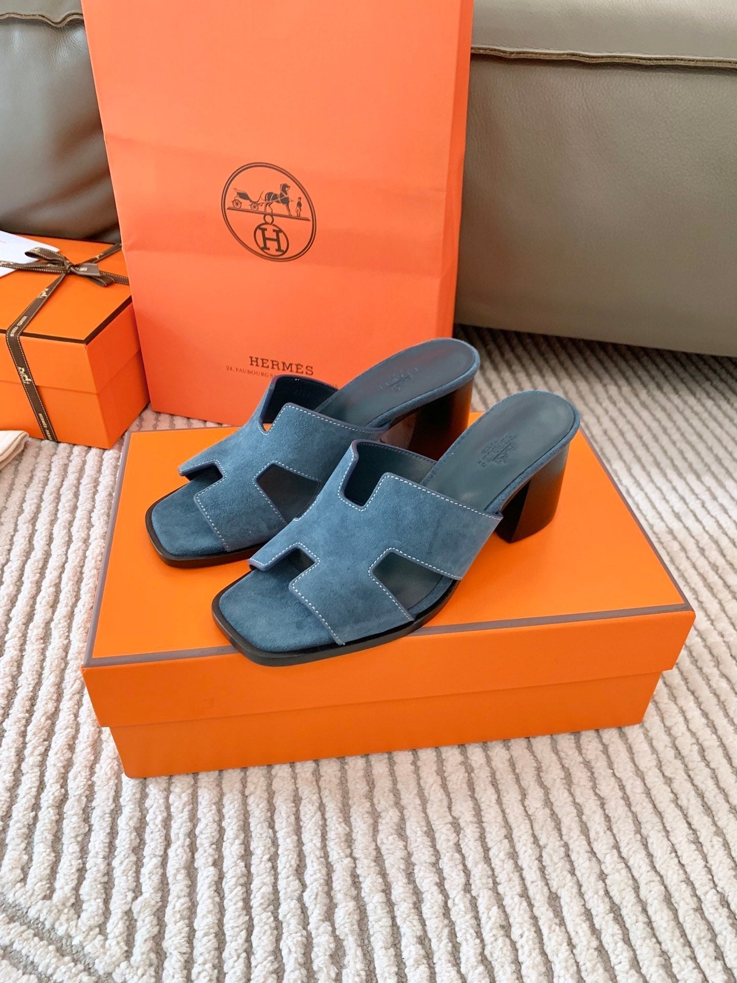 HM Helia 60 Sandal Dark Blue Suede 963256