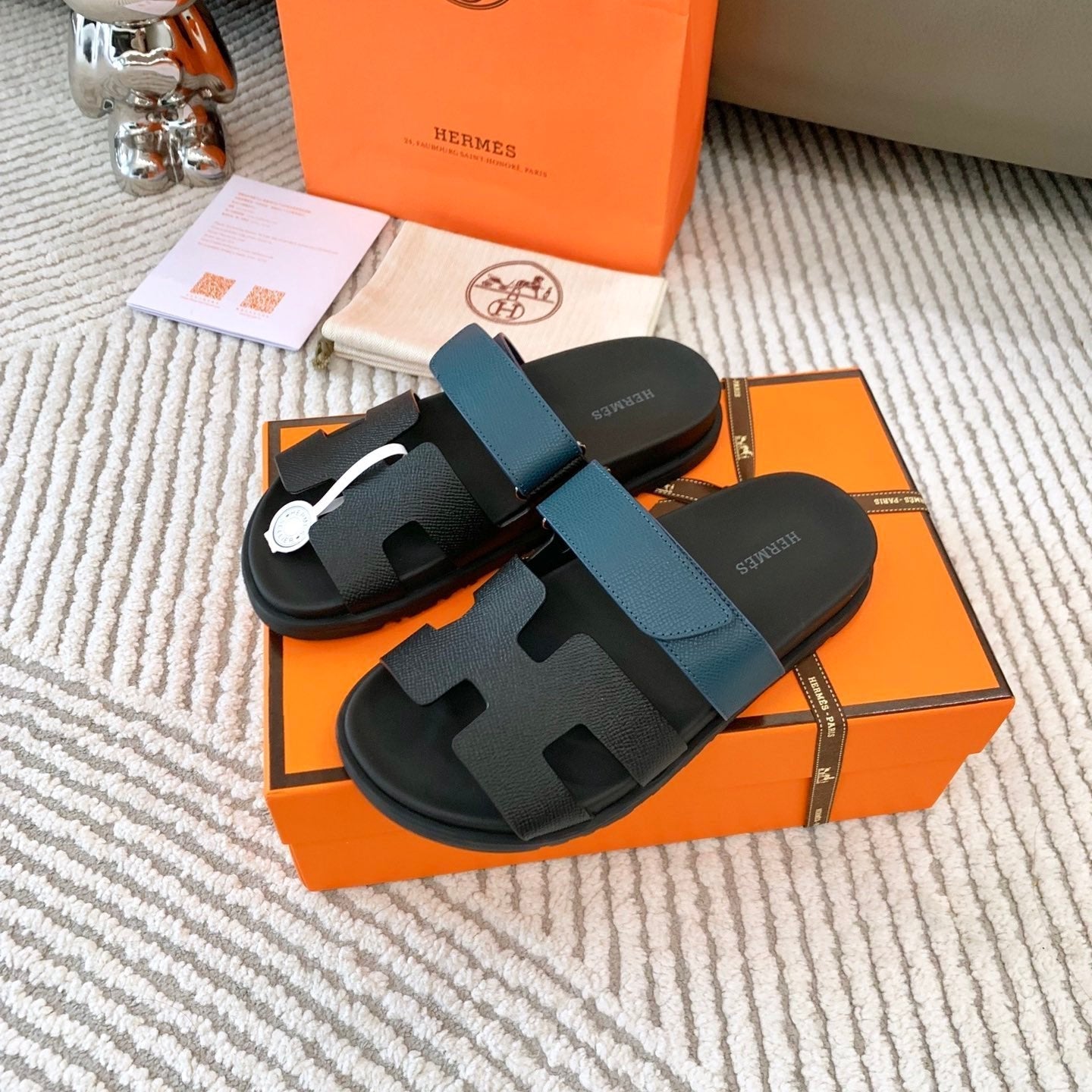 HM Chypre Sandal Black Mix Blue Navy Cowhide 963517