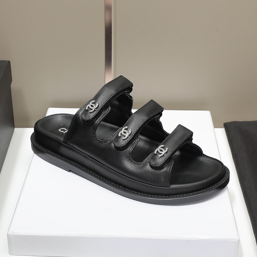 CC SS26 Dad Sandals Black Lambskin 678971