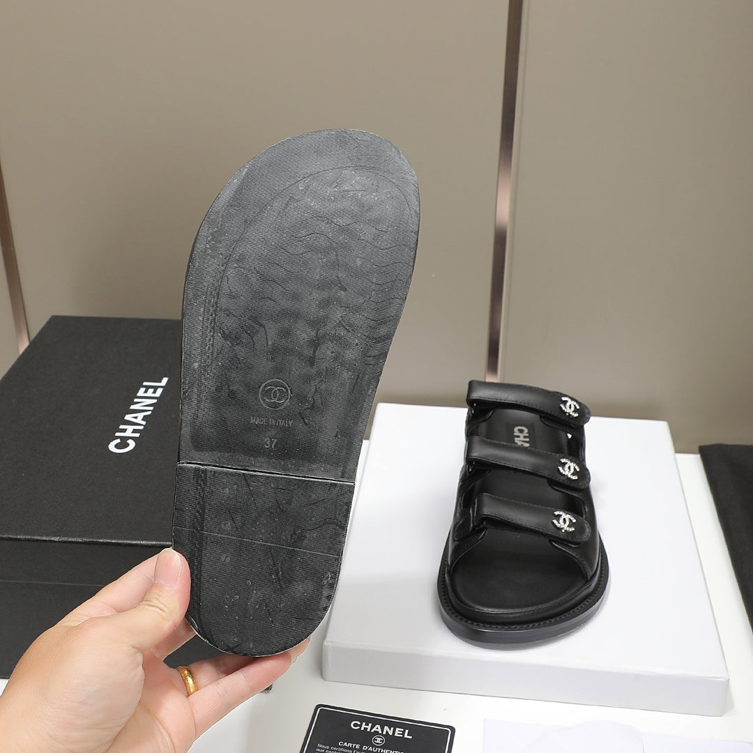 CC SS26 Dad Sandals Black Lambskin 678971