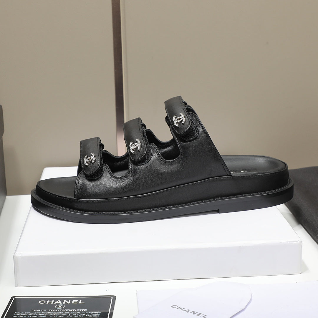 CC SS26 Dad Sandals Black Lambskin 678971