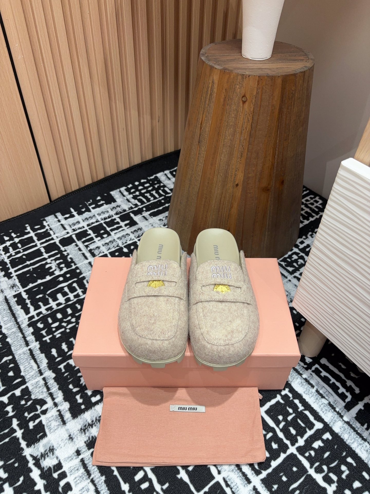 Miu Mule Pastel Pink Wool