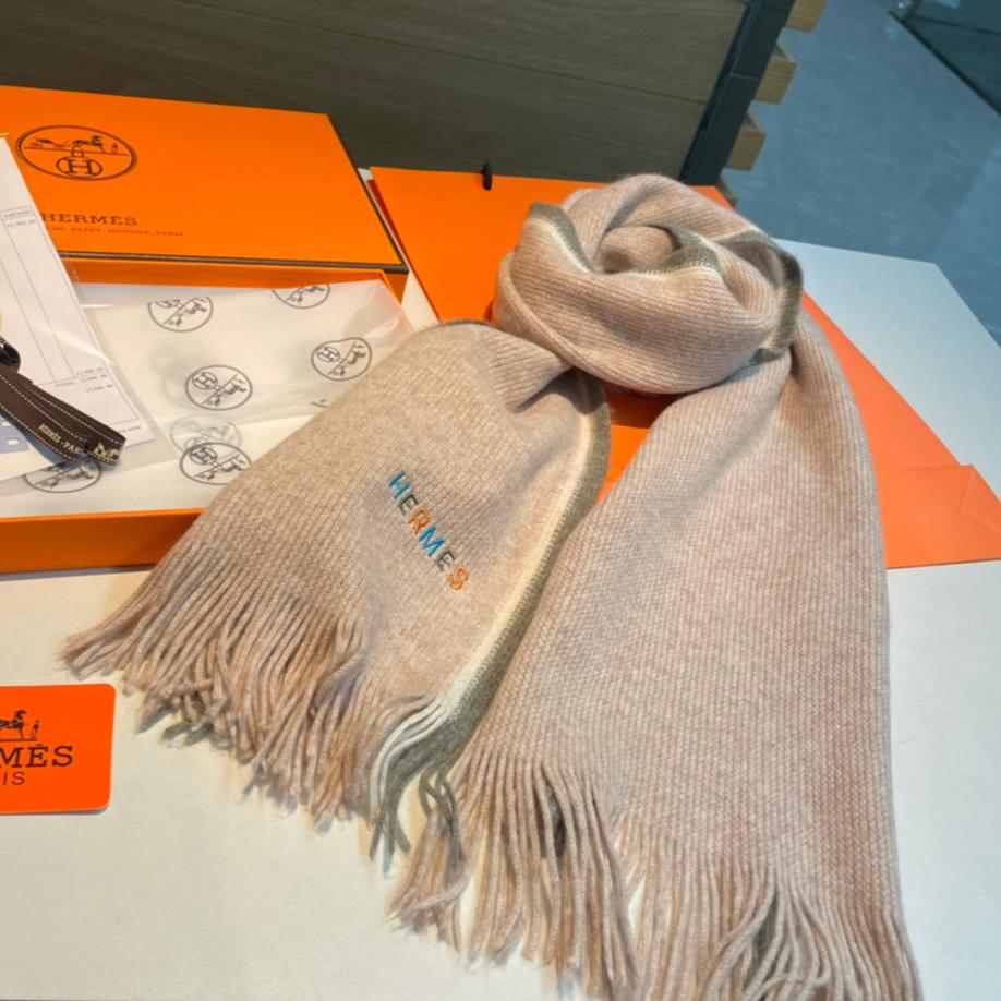 Scarf 180 CM Beige Mix Grey White Cashmere Knit 398251