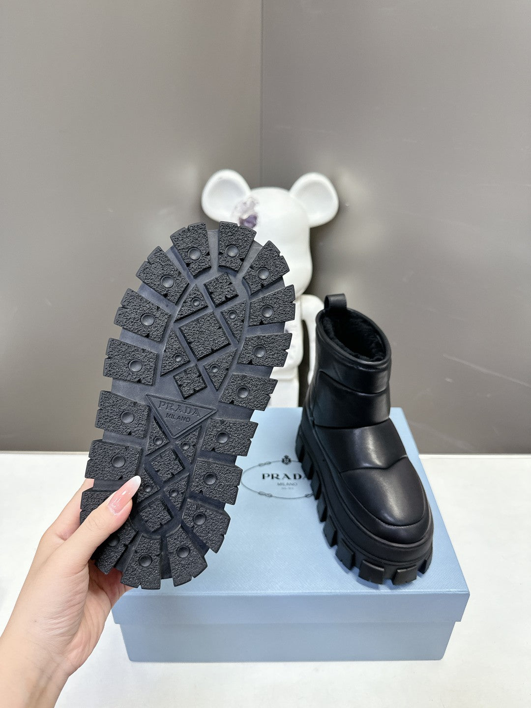 Prada 26s Platform Snow Boots Black Cowhide 951766