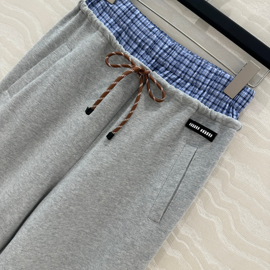 Miu Miu Fake Two-piece Pant Blue Gray Cotton