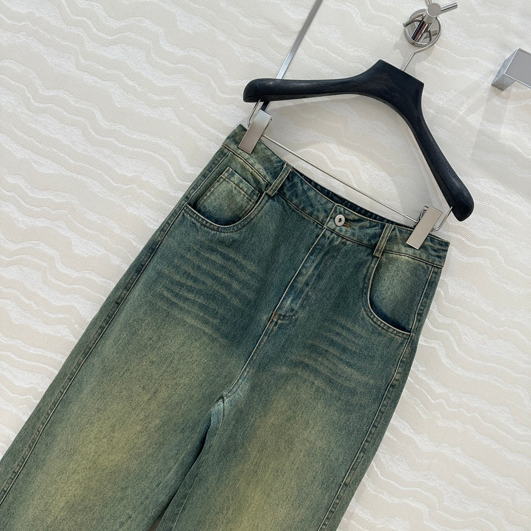Miu Miu 25 Denim Sickle Pants Blue Cotton