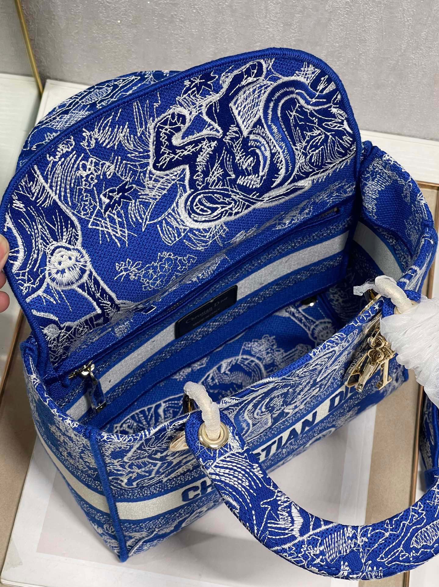 CD New Blue Tiger 24 Lady Dior Bag Canvas 336715