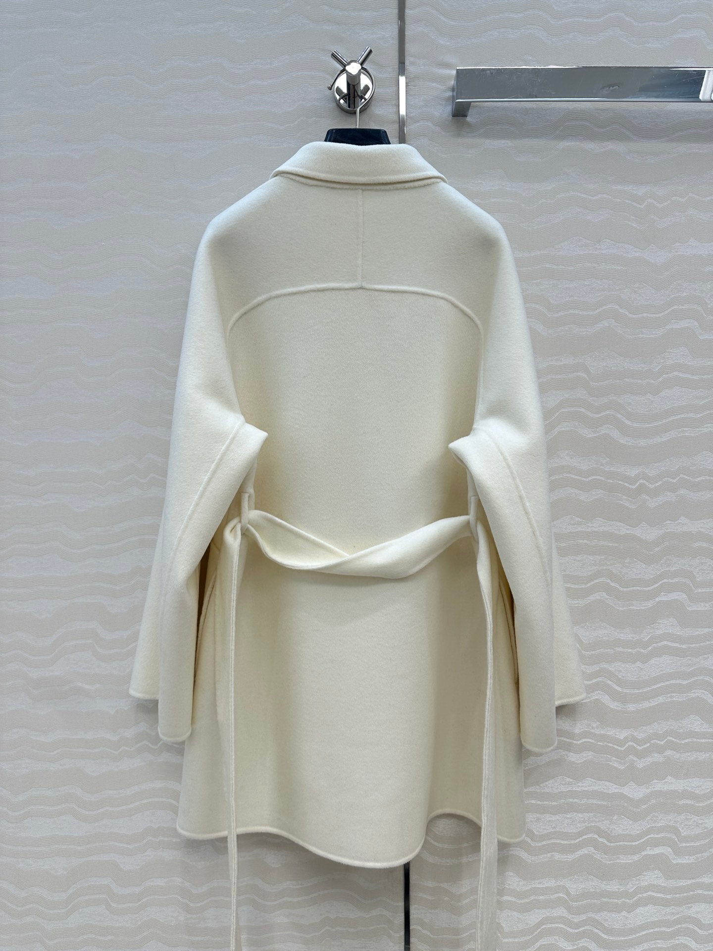 HM SS26 Leather Trimmed Coat Ivory Wool Cashmere 351141