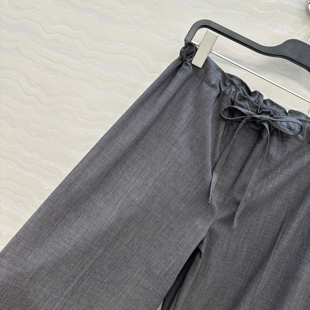 The Row Wide-Leg Trousers Taupe Cotton 373474