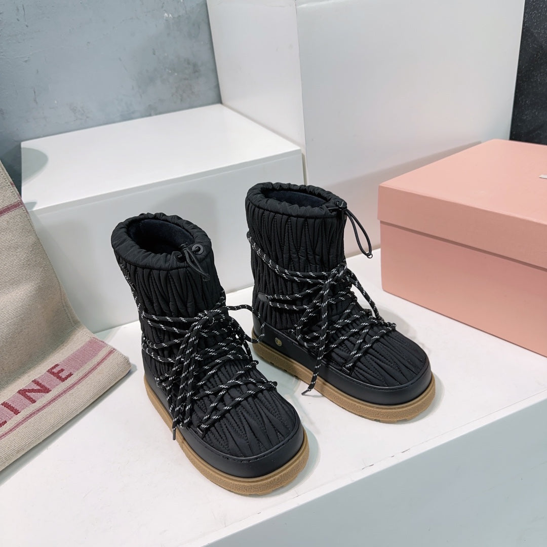Miumiu 25 Boot Black Nylon Rubber 511263
