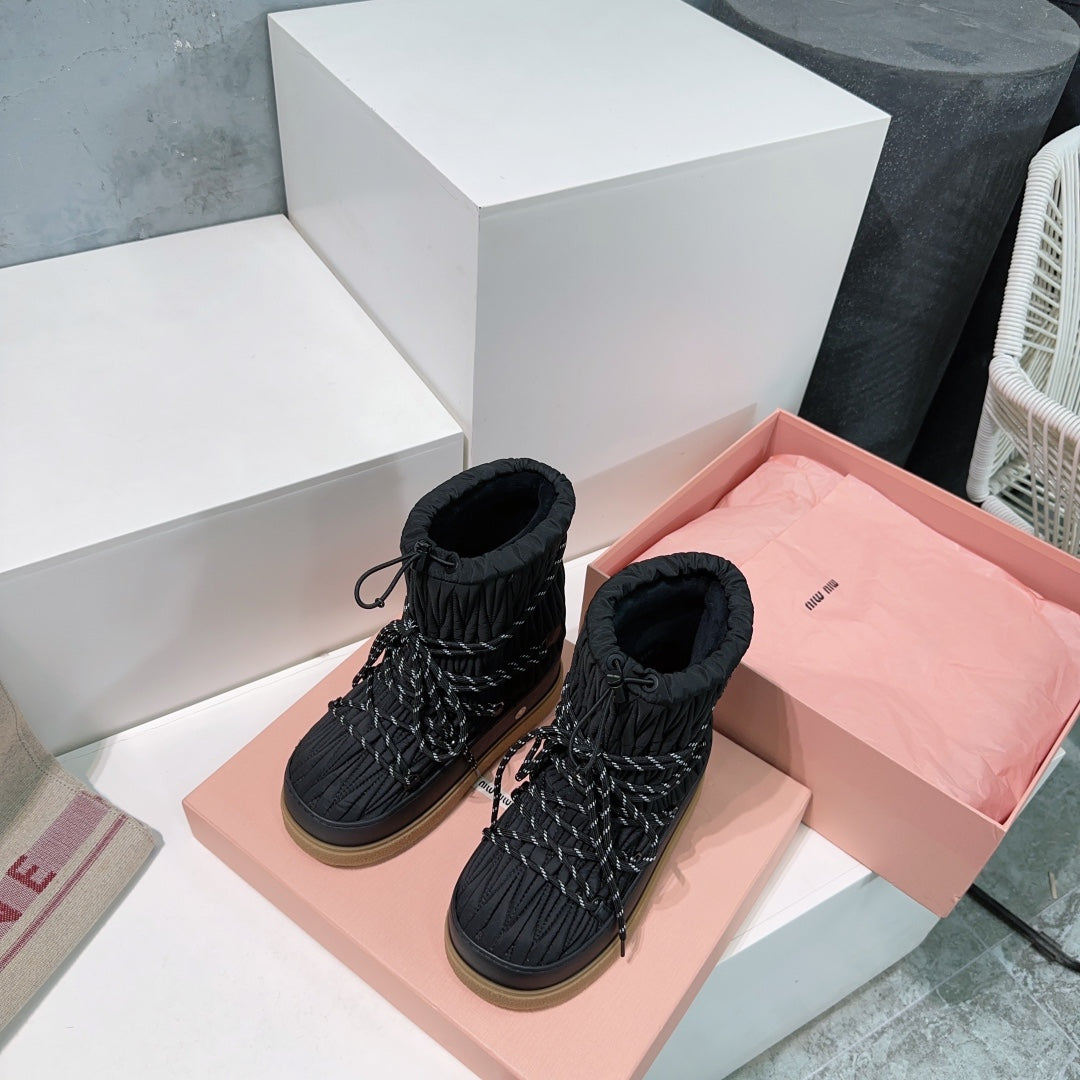 Miumiu 25 Boot Black Nylon Rubber 511263