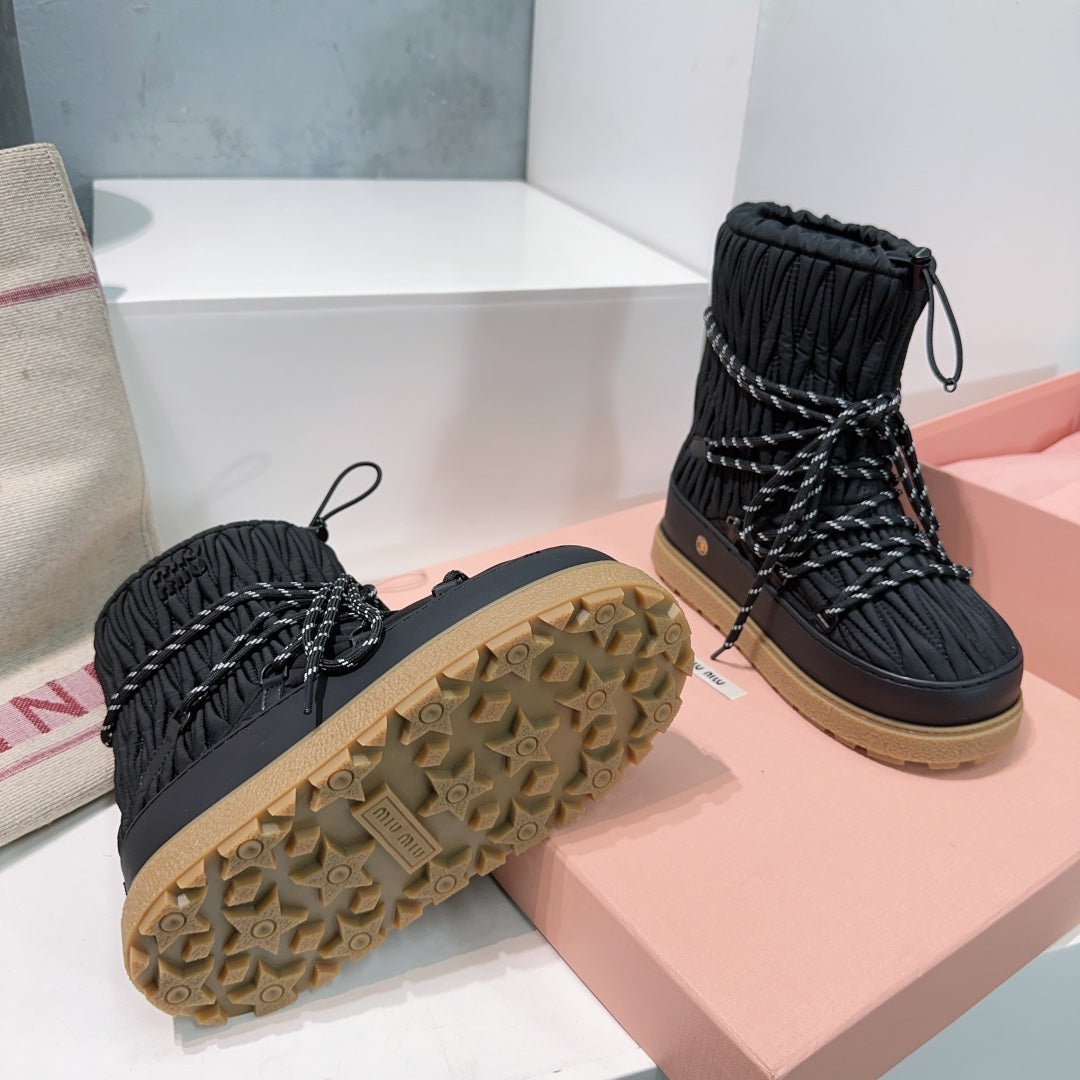 Miumiu 25 Boot Black Nylon Rubber 511263