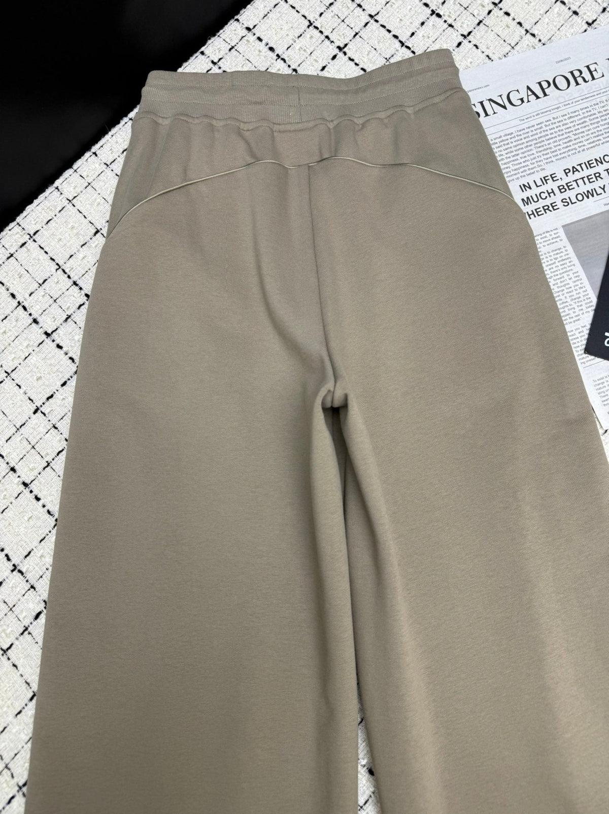 Prada 26S Khaki Cotton Blend Wide Leg Sweatpants 428139