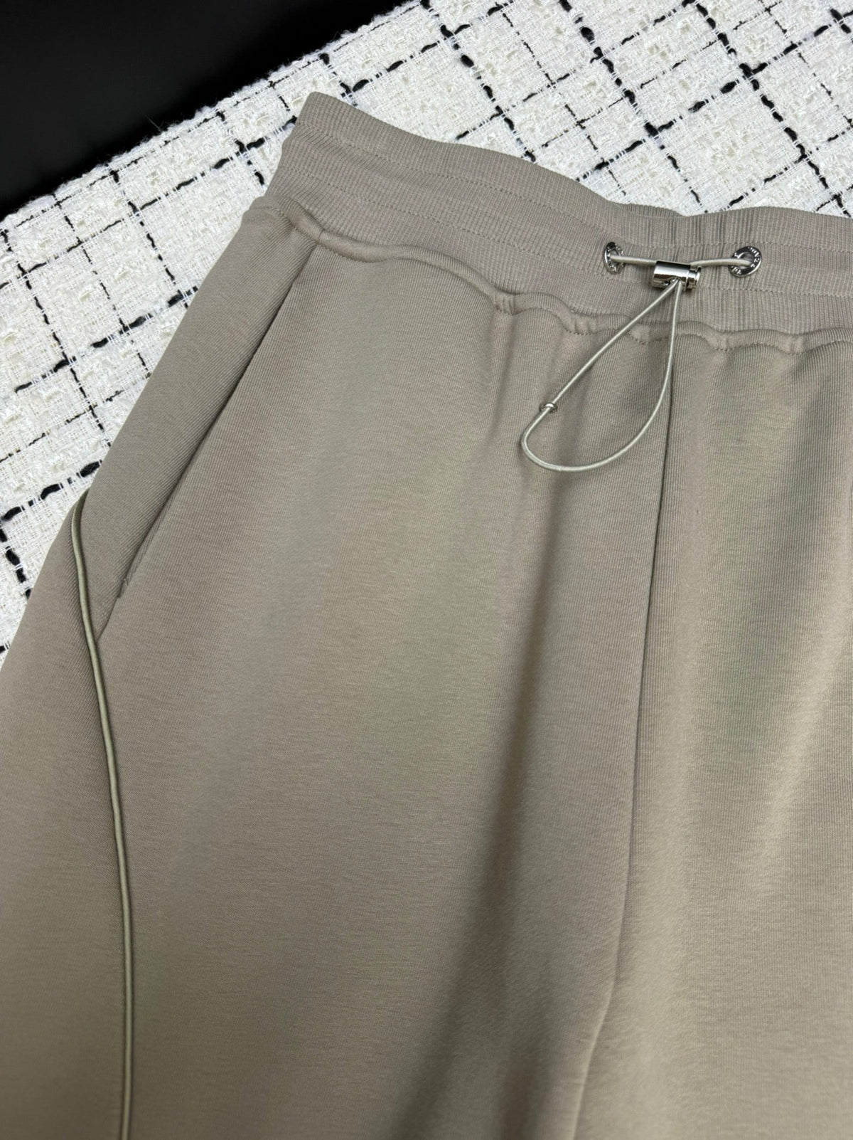 Prada 26S Khaki Cotton Blend Wide Leg Sweatpants 428139