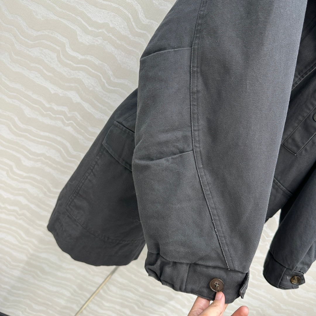 LP Zadig & Voltaire Kidea Parka Jacket Grey Black Khaki Fur 341226