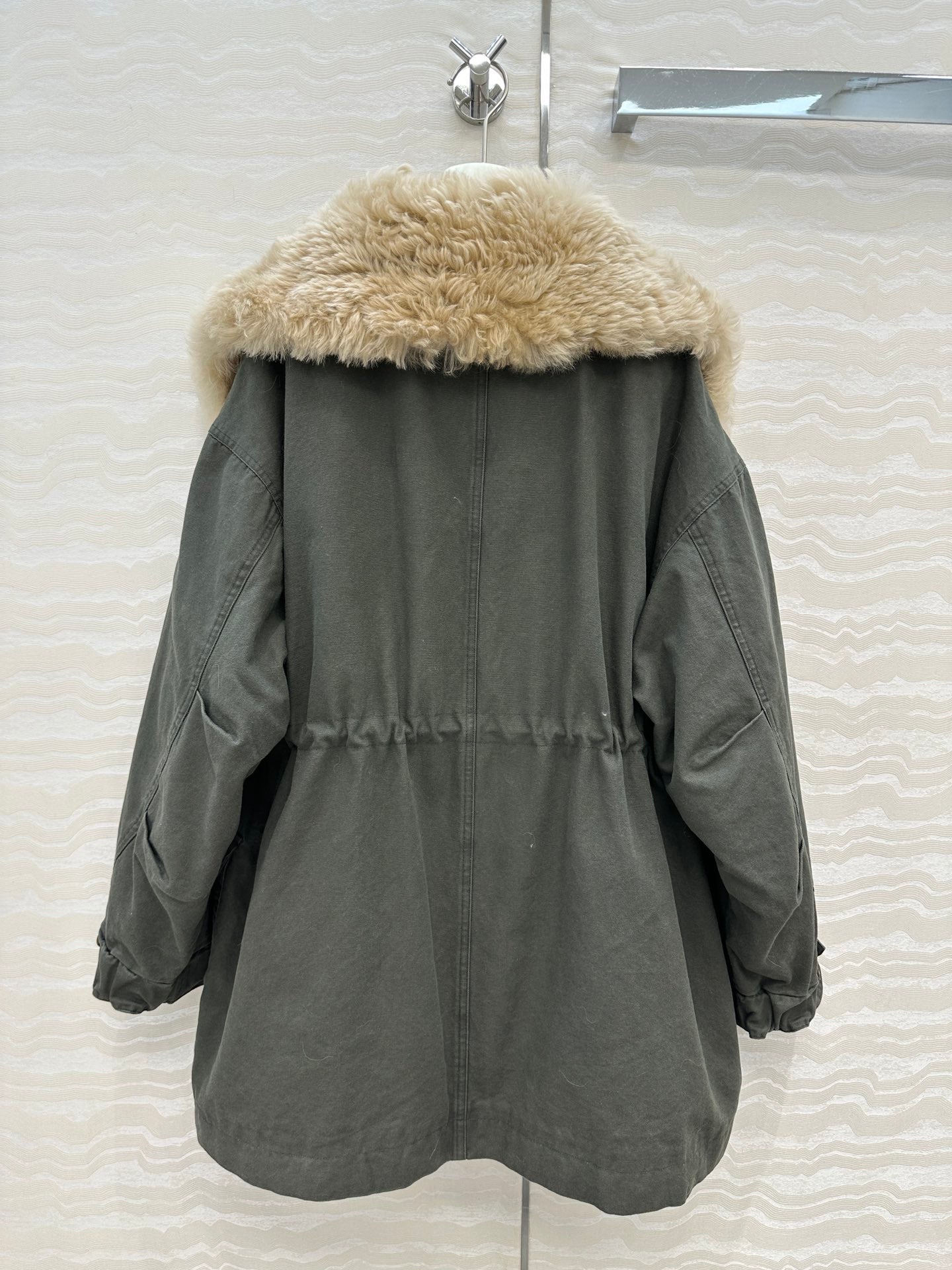 LP Zadig & Voltaire Kidea Parka Jacket Green Khaki Fur 341229