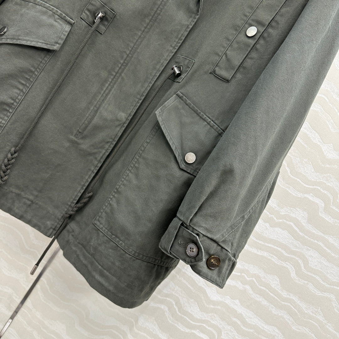 LP Zadig & Voltaire Kidea Parka Jacket Green Khaki Fur 341229
