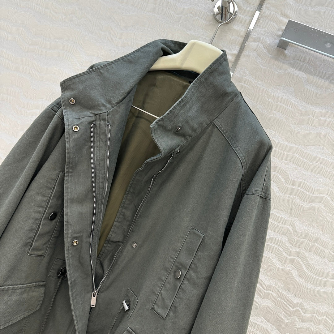 LP Zadig & Voltaire Kidea Parka Jacket Green Khaki Fur 341229