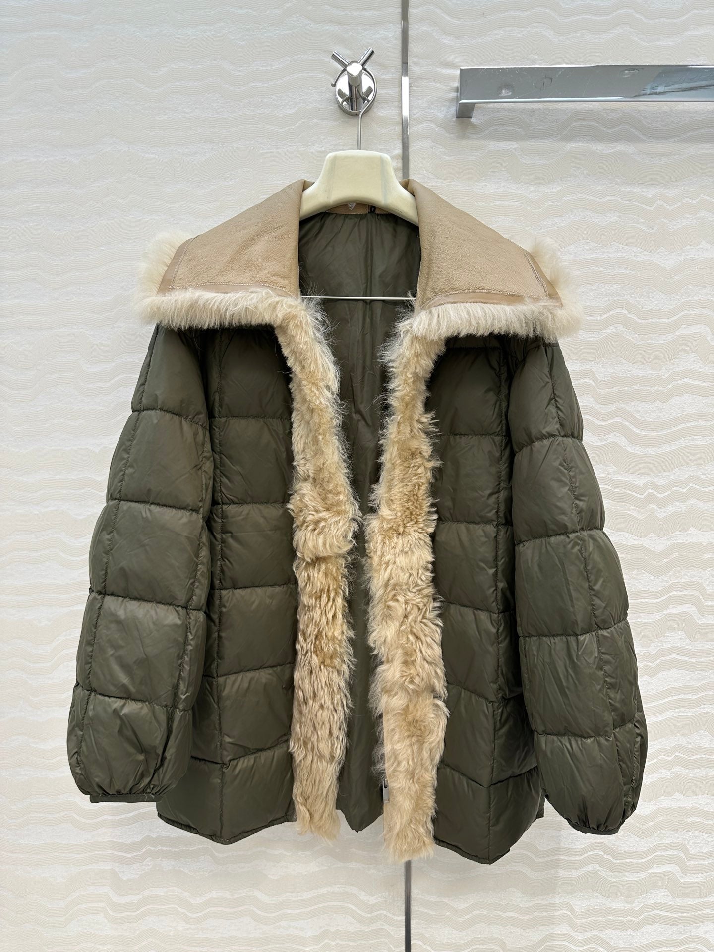 LP Zadig & Voltaire Kidea Parka Jacket Green Khaki Fur 341229