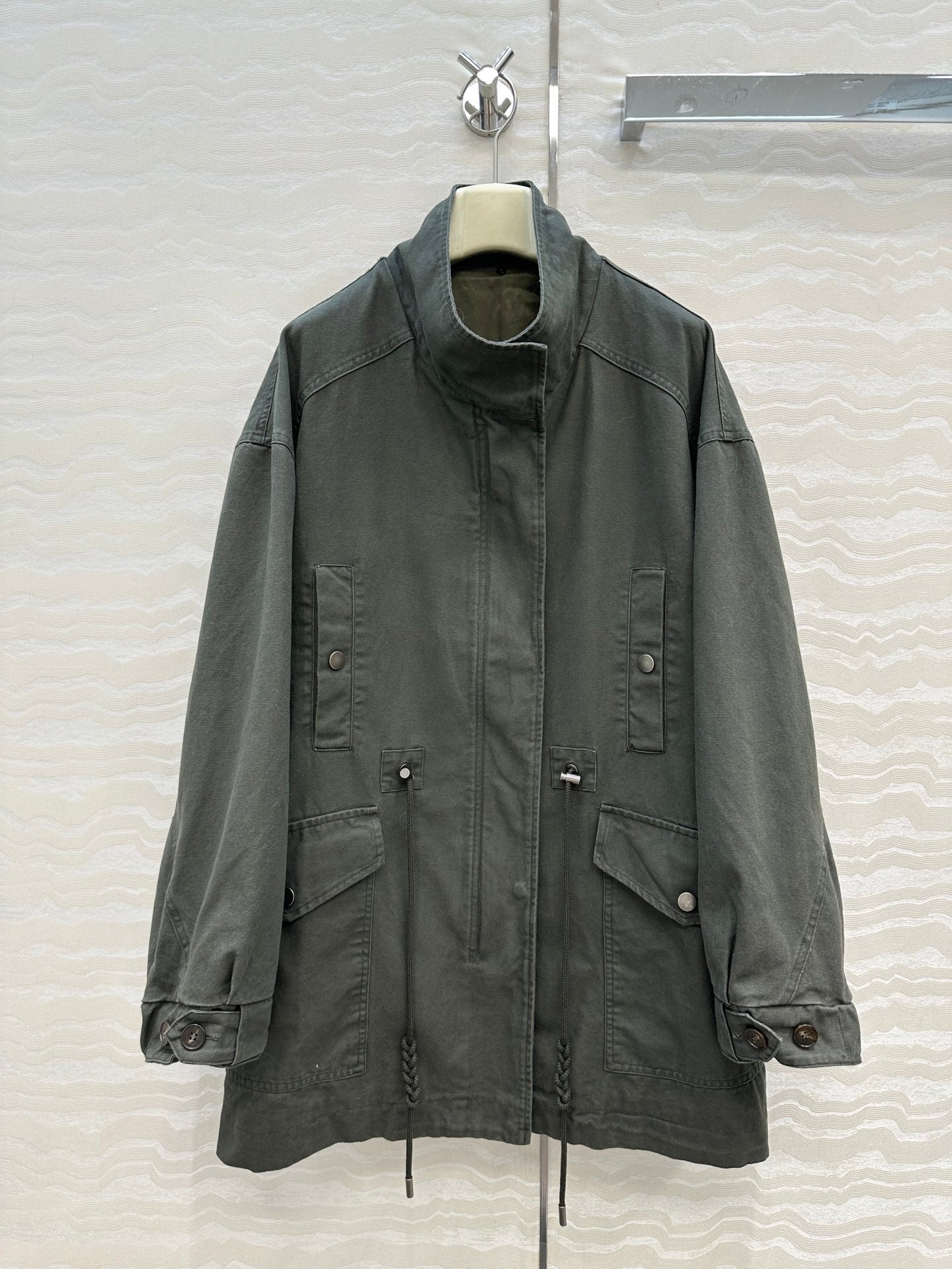 LP Zadig & Voltaire Kidea Parka Jacket Green Khaki Fur 341229