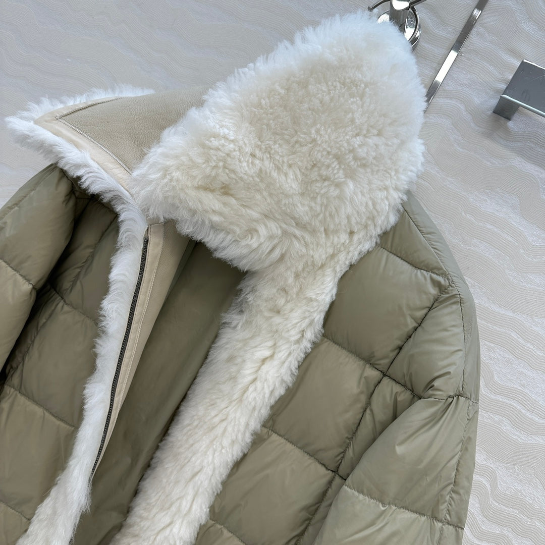 LP Zadig & Voltaire Kidea Parka Jacket Beige Khaki Fur 341232