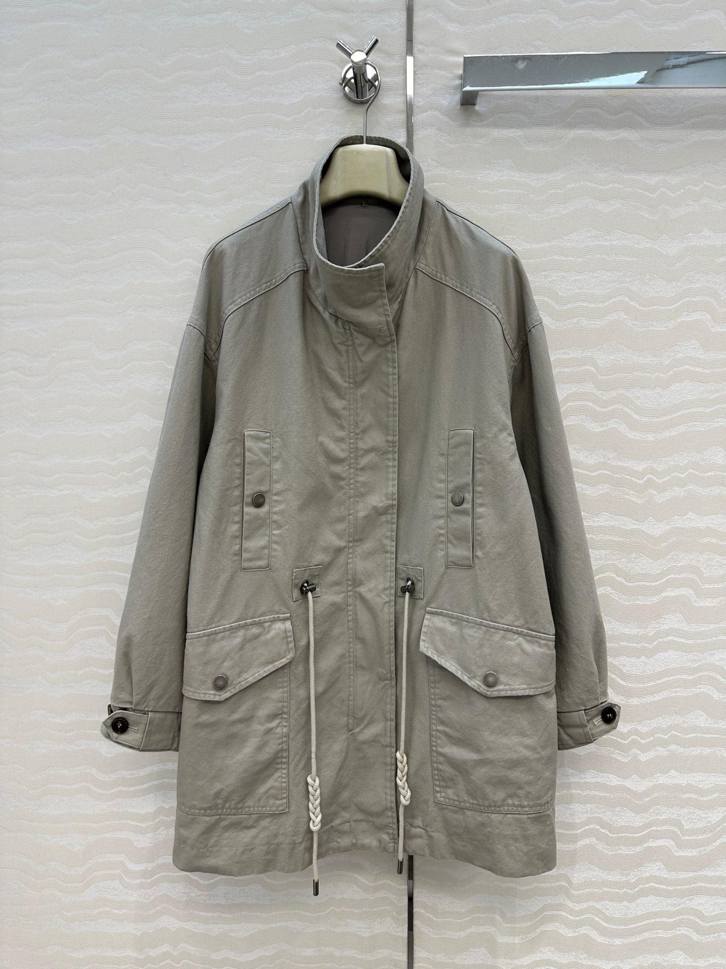 LP Zadig & Voltaire Kidea Parka Jacket Beige Khaki Fur 341232