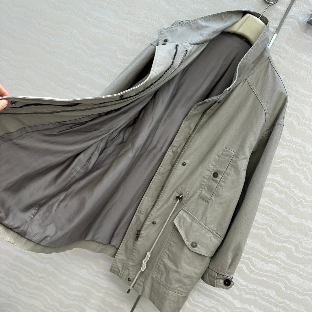 LP Zadig & Voltaire Kidea Parka Jacket Beige Khaki Fur 341232