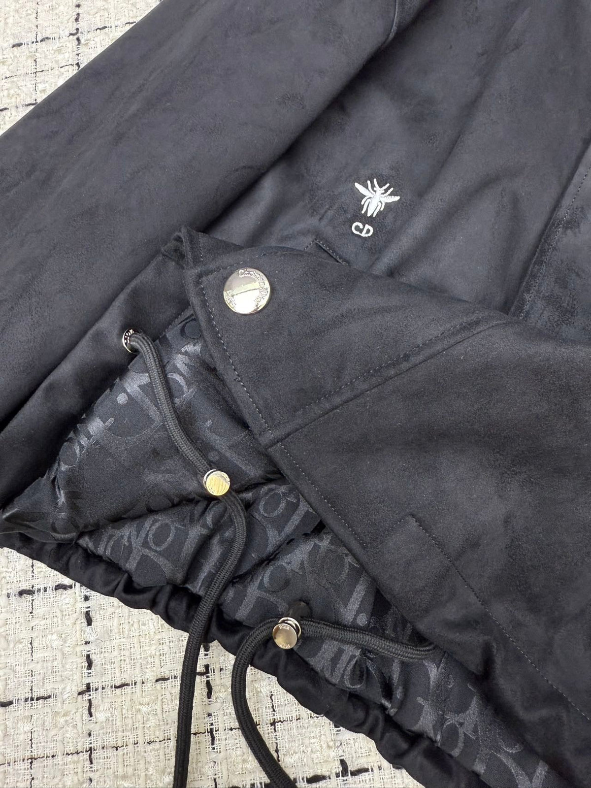 CD 26S Black Sheepskin Velvet Drawstring Jacket 428125