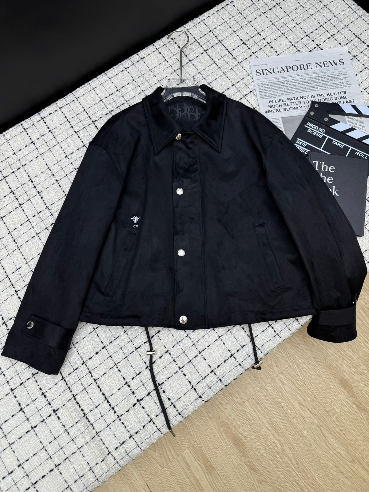 CD 26S Black Sheepskin Velvet Drawstring Jacket 428125