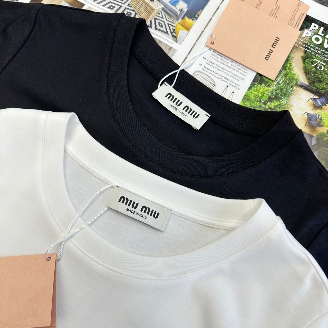 Miu SS26 Short-Sleeve T-Shirt Cotton 350689