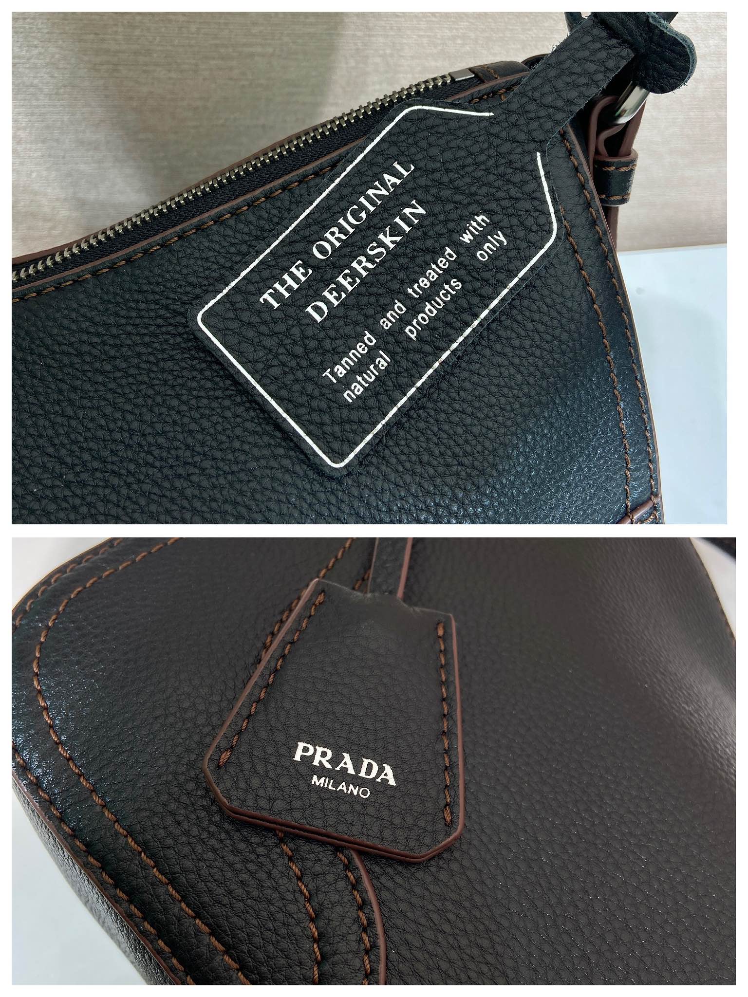 Prada Aimèe Large Shoulder 36cm Bag Black Cowhide
