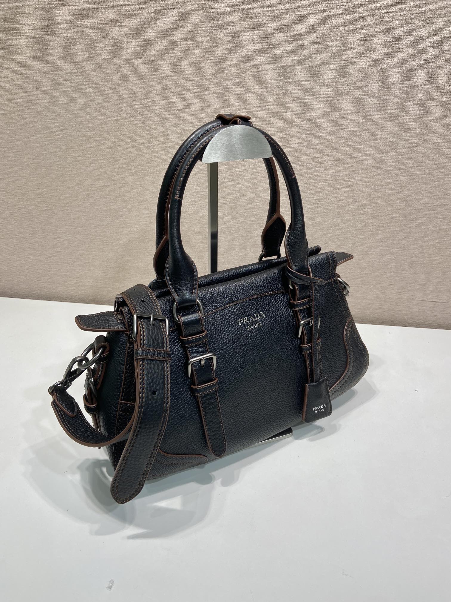Prada Large Tote Bag 35cm Black Leather