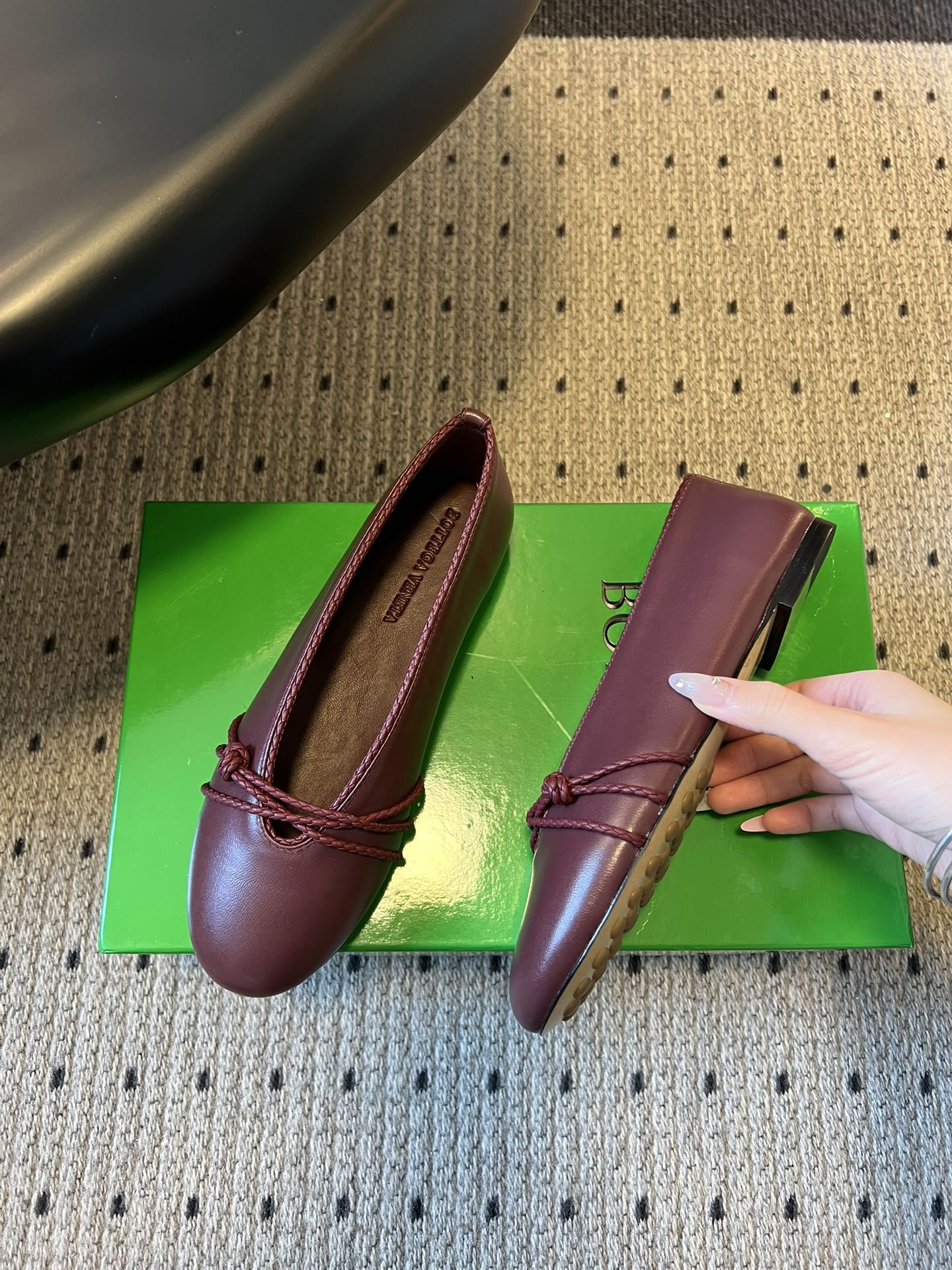 BV 26s Espadrille Ballet Flats Dark Red Lambskin