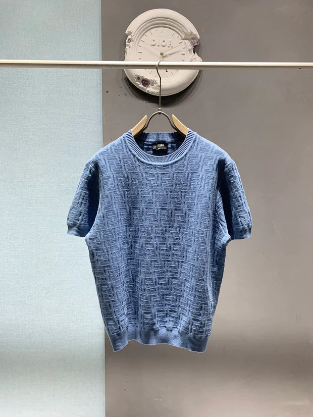 Fendi 2026 Men's Jacquard T-shirt Cotton Knit 801438