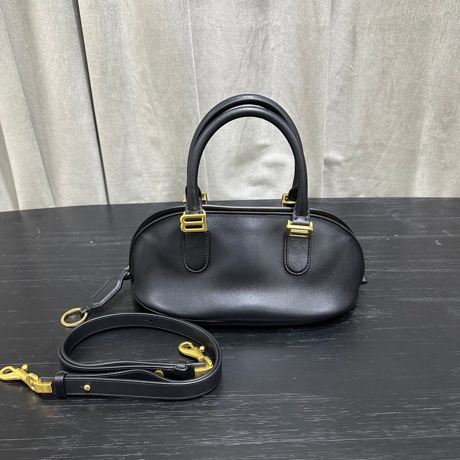 Balenciaga Bolero Bowling Bag Black Calfksin