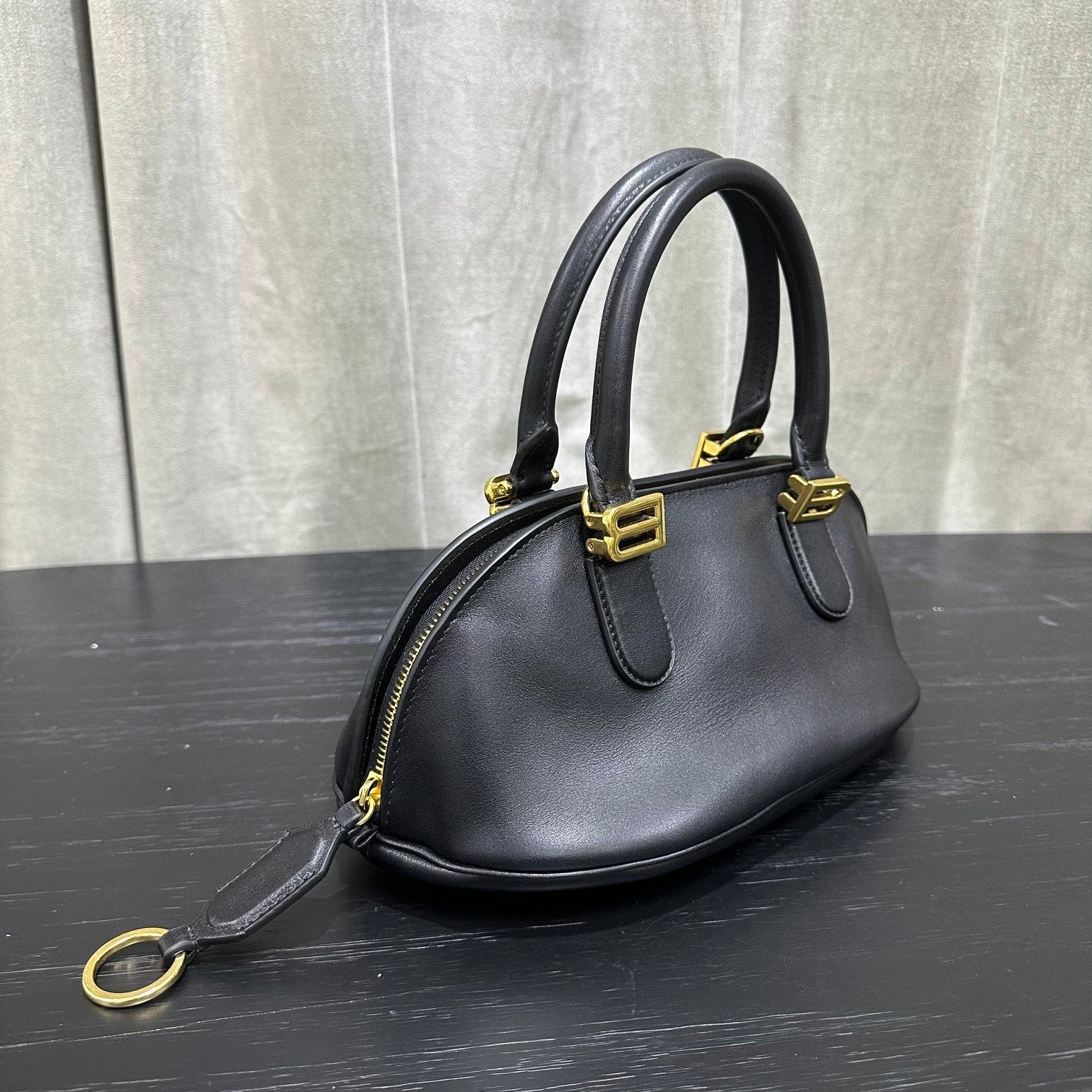 Balenciaga Bolero Bowling Bag Black Calfksin