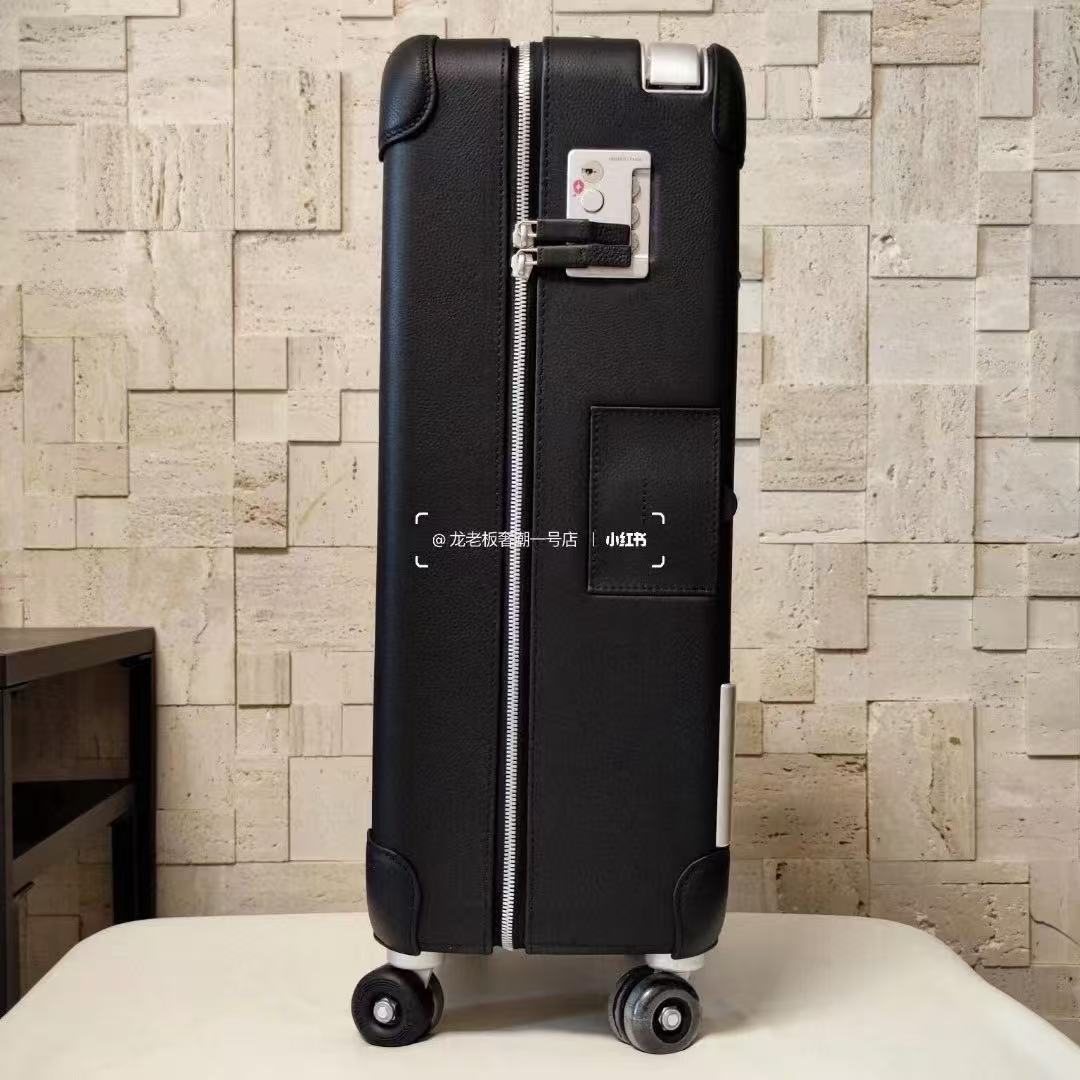 HM R.M.S Cabin Suitcase Printed Odyssey Black Canvas & Taurillon Regate Leather