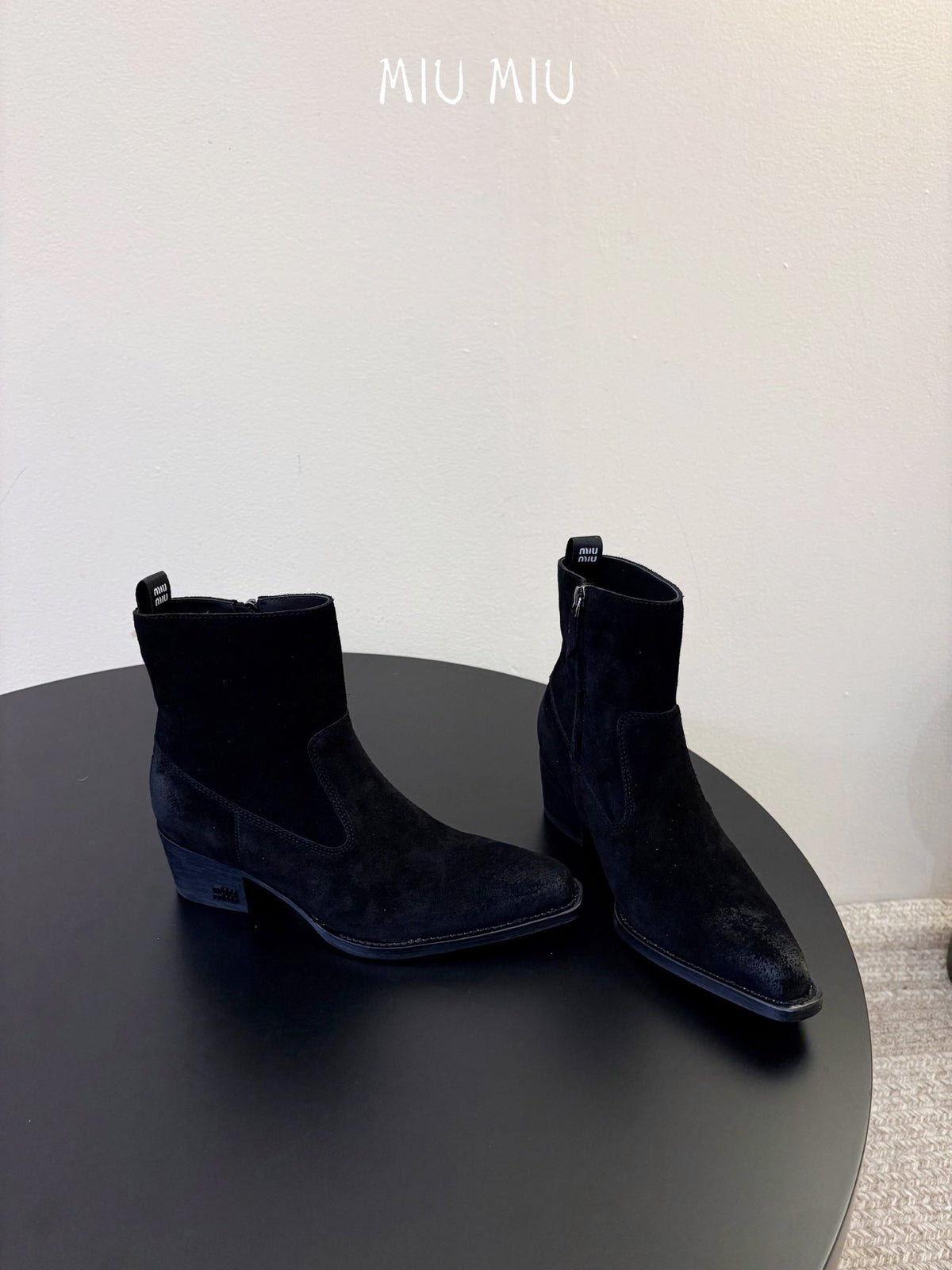Miumiu 26s Western Ankle Boots Black Suede
