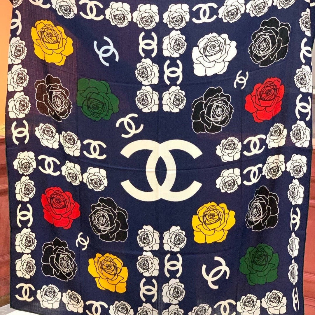 Chanel 2026 Camellia Pattern Scarf 140cm Colorful Cashmere 209427