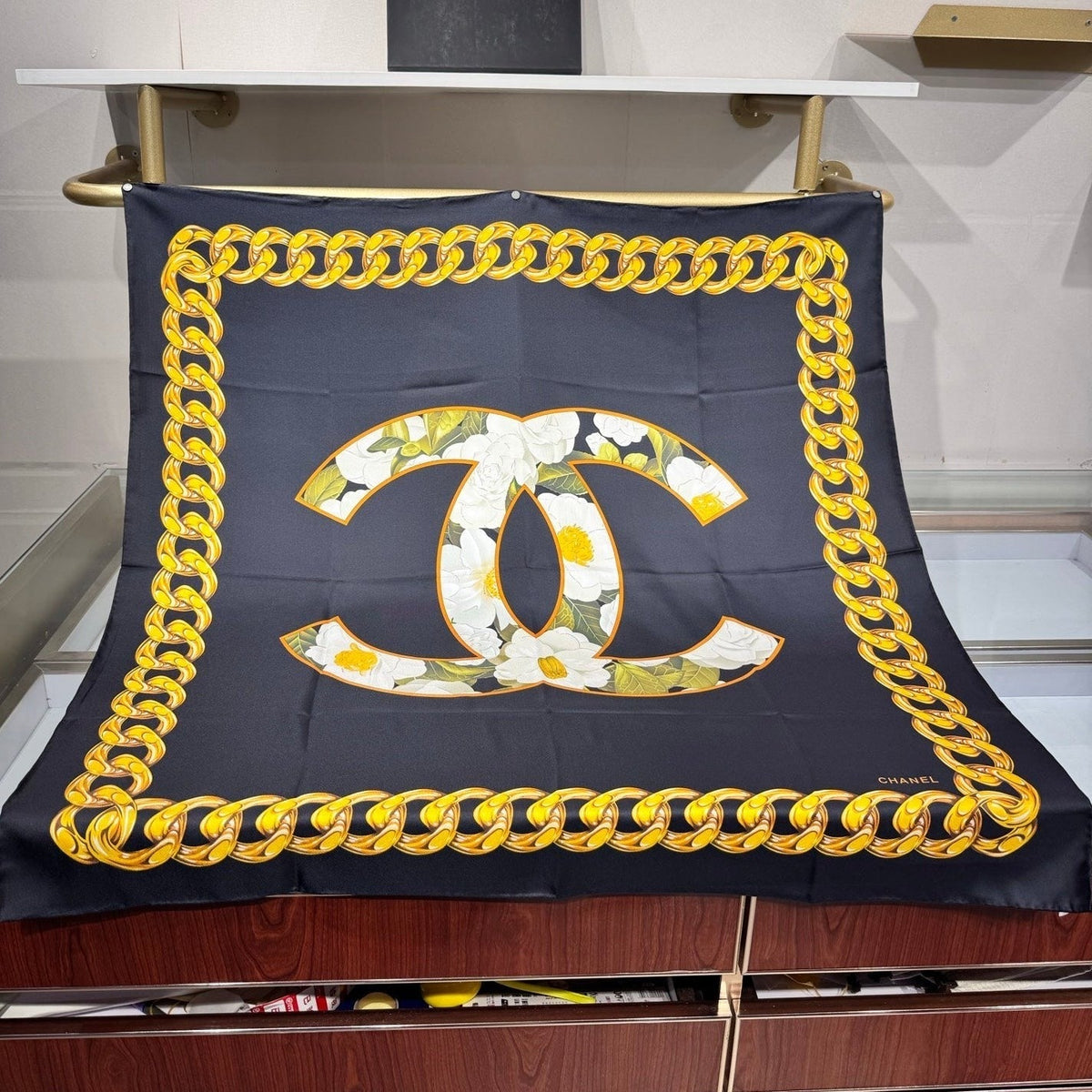 Chanel 2026 CC Logo Square Scarf 90cm Silk 203791