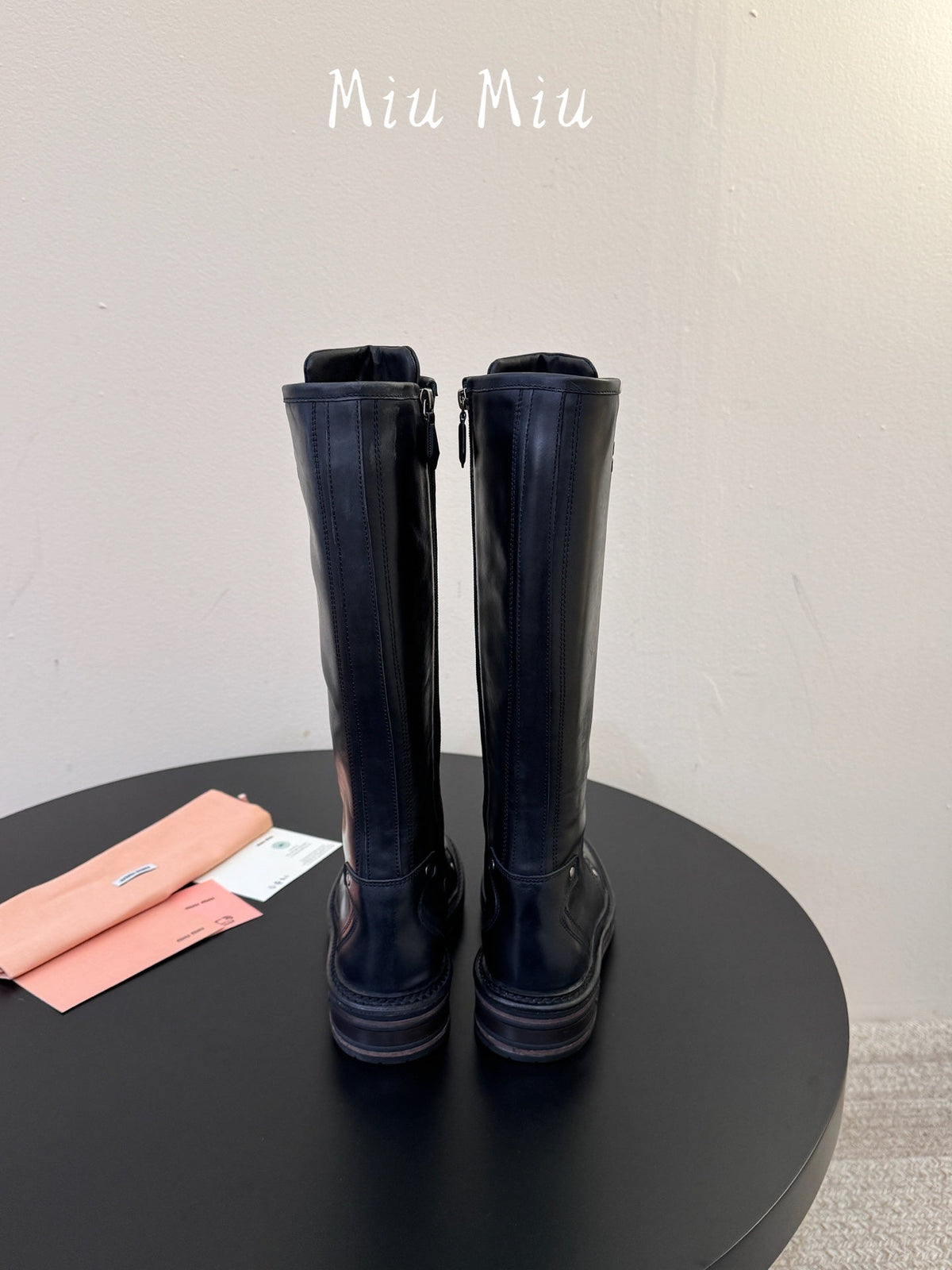 Miumiu 26s High Hiking Boots Black Calfskin